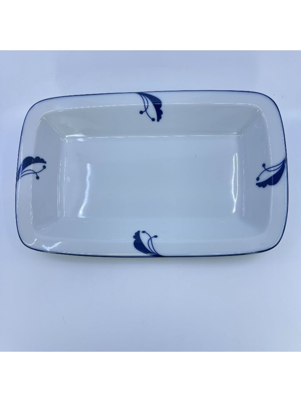 vintage dansk flora bayberry blue rectangular baking dish porcelain japan